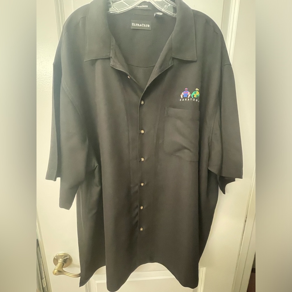 Ultra Club Cabana Breeze Men's Saratoga Jockey Emblem Button Shirt. 3XL